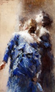 Le curiose par Cremona, Tranquillo (1837-1878). Akwarela na tekturze, rozmiar: 49x30 autorstwa Tranquillo Cremona