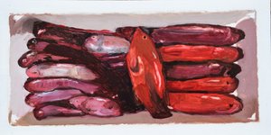 Skrzynia na ryby 2 (Billingsgate, Londyn), 2016 (olej na płycie) autorstwa Trevor Burgess