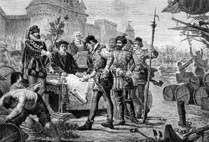Zapłata starożytnej opłaty za drzewo cyprysowe, Bordeaux, Francja, 1453 1882-1884 autorstwa Trichon