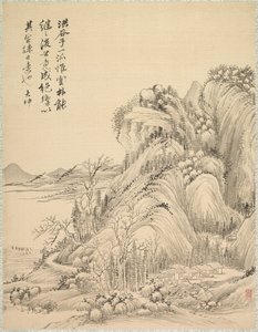 Mieszkania pod zagiętymi wzgórzami, 1847. autorstwa Tsubaki Chinzan