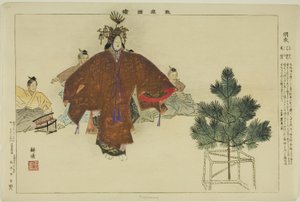 Hagoromo, z serii „Obrazy bez występów (Nogaku Zue)” autorstwa Tsukioka Kogyo
