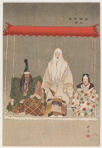Ikaru Kazuki (kolorowy drzeworyt) autorstwa Tsukioka Kogyo