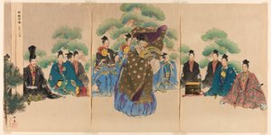 Okina, z serii "One Hundred No Dramas (Nogaku hyakuban)". autorstwa Tsukioka Kogyo