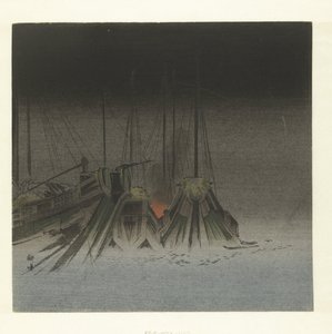 Statki w nocy autorstwa Tsukioka Kogyo