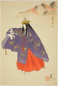 Tatsuta, z serii "One Hundred No Dramas (Nogaku hyakuban)". autorstwa Tsukioka Kogyo