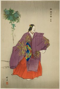 Teika, z serii "One Hundred No Dramas (Nogaku hyakuban)". autorstwa Tsukioka Kogyo