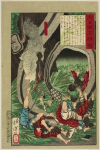 Duch Wielkiego Generała Tamichi (Daishogun Tamichi no rei), z serii „Zwierciadło słynnych japońskich generałów (Dai Nihon meisho kagami)” autorstwa Tsukioka Yoshitoshi