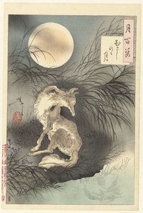 Księżyc Musashi Musashino no tsuki (tytuł na obiekcie) Sto aspektów księżyca (tytuł serii) Tsuki hyakushi (tytuł serii na obiekcie) autorstwa Tsukioka Yoshitoshi
