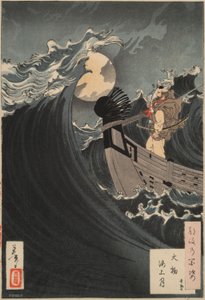 Sto aspektów księżyca nr 12: Benkei uspokaja fale w Daimotsu Bay autorstwa Tsukioka Yoshitoshi
