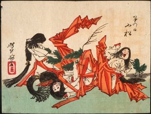 Ziehen von Kieferntrieben am Tag der Ratte autorstwa Tsukioka Yoshitoshi