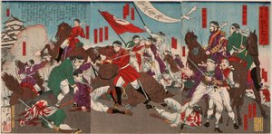 Śmierć Muraty Sansuke autorstwa Tsukioka Yoshitoshi