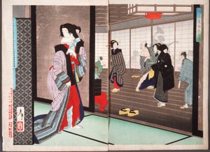 Historia Shiraito, kurtyzany z domu Hashimoto autorstwa Tsukioka Yoshitoshi