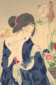 Budząc się: dziewczyna z epoki Koka 1844-1848, 1888. autorstwa Tsukioka Yoshitoshi