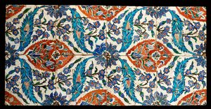 Osiem kompozytowych kwadratowych płytek polichromowanych Iznik, ok.1575 autorstwa Turkish School