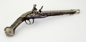 Pistolet flintlock (stal, drewno, srebro i złoto) autorstwa Turkish School
