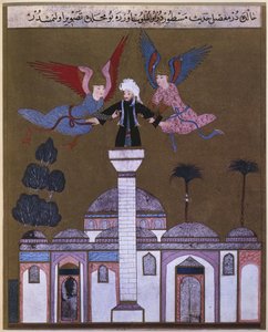 Jezus Chrystus niesiony przez dwa anioły z minaretu meczetu w Damaszku, z Zubdet ut Tevarih by Lokman, 1583