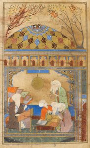 Obserwatorium Nasireddina w Meradze. Nasireddin Tusi (zm. 1274) i czterech mężczyzn, którzy założyli obserwatorium. autorstwa Turkish School