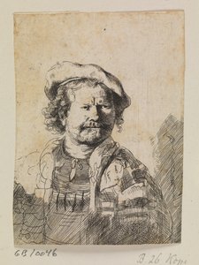 Rembrandt w kaszkiecie i haftowanej sukience autorstwa Ubekendt efter Rembrandt