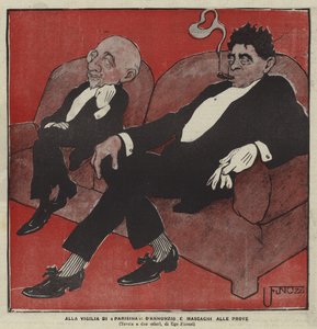 Gabriele DAnnunzio i Pietro Mascagni, kompozytorzy opery Parisina autorstwa Ugo Finozzi