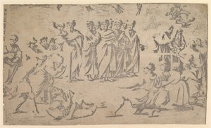 Śmierć Ananiasza w otoczeniu Apostołów, 1518. autorstwa Ugo da Carpi