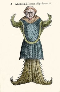 Mnich morski, wyimaginowana ryba i potwór morski autorstwa Ulisse Aldrovandi (1522-1605), „Monstrorum Historiae”, Bolonia 1642