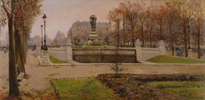 Widok na Ogrody Tuillerie, Paryż (olej na płótnie)