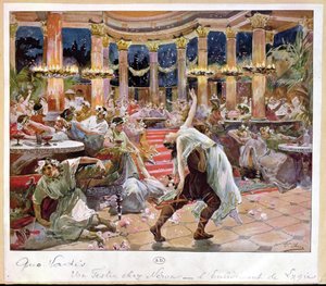 Bankiet w pałacu Nerona, ilustracja z „Quo Vadis” Henryka Sienkiewicza (1846-1916), ok. 1910