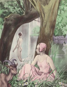 Ilustracja Brunelleschiego do Contes et Nouvelles de La Fontaine (kolorowa litografia) autorstwa Umberto (after) Brunelleschi