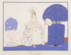 Giacometta, z wydania „Maski i postacie teatru włoskiego” Le Journal des Dames et des Modes, sztychowane przez Henri Reidela (fl.1914-20) 1914 (kolor lito) autorstwa Umberto (after) Brunelleschi