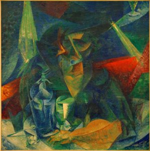 Kobieta w kawiarni (Dekompozycja postaci kobiety przy stole) autorstwa Umberto Boccioni