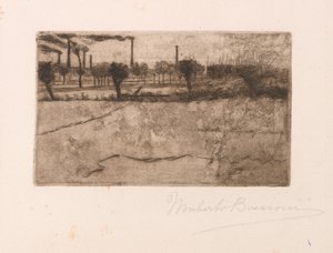 Krajobraz z zakładami przemysłowymi autorstwa Umberto Boccioni