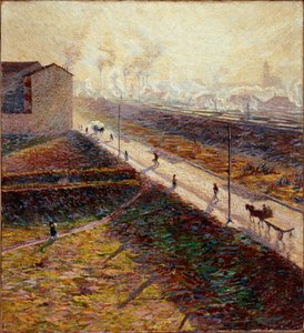 Rano lub „”Podmiejska droga wczesnym rankiem”” Obraz Umberto Boccioniego (1882-1916) 1909 Ndz. 60x55 cm Kolekcja prywatna autorstwa Umberto Boccioni
