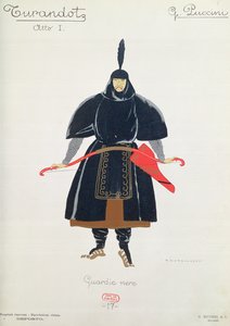 Projekt kostiumu dla Czarnej Gwardii z Turandot autorstwa Giacomo Puccini autorstwa Umberto Brunelleschi