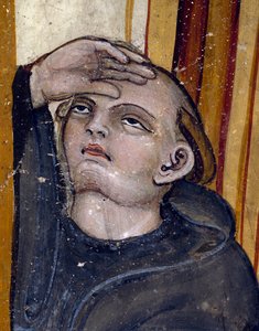 Mnich obserwujący niebo. Fragment Ostatniego spotkania w dniu 06.02.0547 św. Benedykta z Nursie i jego siostry Ste Scholastic, na kilka dni przed śmiercią zakonnicy - Fresco
