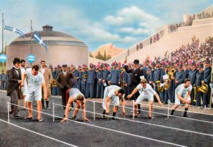 Bieg sprinterski na 100 metrów na Igrzyskach Olimpijskich, Ateny, 1896, 1936 autorstwa Unbekannt