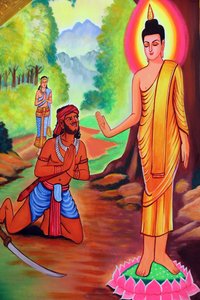 20151029, Vientiane, Laos: świątynia buddyjska Wat Si Muang (Simuong). Obraz przedstawiający historię życia Buddy Siakjamuniego autorstwa Unbekannt