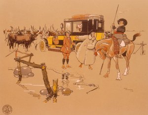 Samochód Berliet utknął w środku bydła, 1906 autorstwa Unbekannt