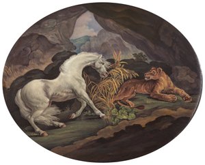 Koń przestraszony przez lwicę, ca. 1800. autorstwa Unbekannt