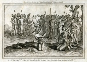 Król Florydy konsultujący się ze swoim Magiem przed jego pójściem do Bitwy, ok. 1760 r. autorstwa Unbekannt