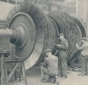 Wirnik z wieloma łopatkami dla jednej z niskociśnieniowych turbin Queen Mary, 1937 autorstwa Unbekannt