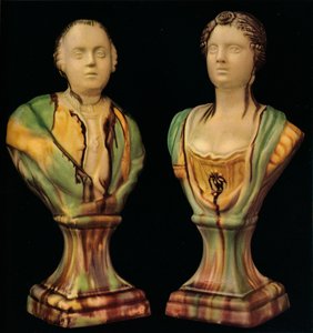 Para popiersi z ceramiki Staffordshire przedstawiająca króla Jerzego III i królową Charlotte z Tr autorstwa Unbekannt