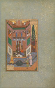 Łotr oszczędza życie biednego człowieka, Folio 4v z Mantiq al-tair Język ptaków, c16 autorstwa Unbekannt