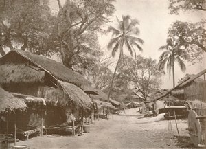Typowa scena birmańskiej wioski, 1900. autorstwa Unbekannt