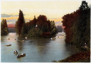 Jezioro w Bois de Boulogne, Paryż, ok. 1900 autorstwa Unbekannt