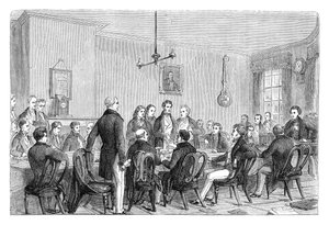 Spotkanie Ligi Anty-Corn Law w Newalls Building, Manchester, 1838 c1895 autorstwa Unbekannt