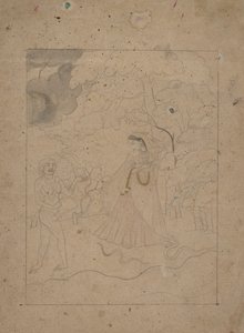 Abhisarika Nayika Heroine Braving the Night, K. 1800. autorstwa Unbekannt
