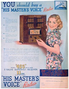 Reklama radia His Masters Voice, 1936 autorstwa Unbekannt