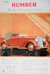 Reklama samochodów marki Humber, 1935 autorstwa Unbekannt