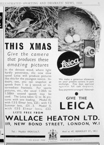Reklama aparatów Leica sprzedawanych przez Wallace Heaton Ltd, New Bond Street, Londyn, 1933 autorstwa Unbekannt