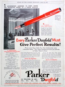 Ogłoszenie o długopisach Parkera, 1931 autorstwa Unbekannt